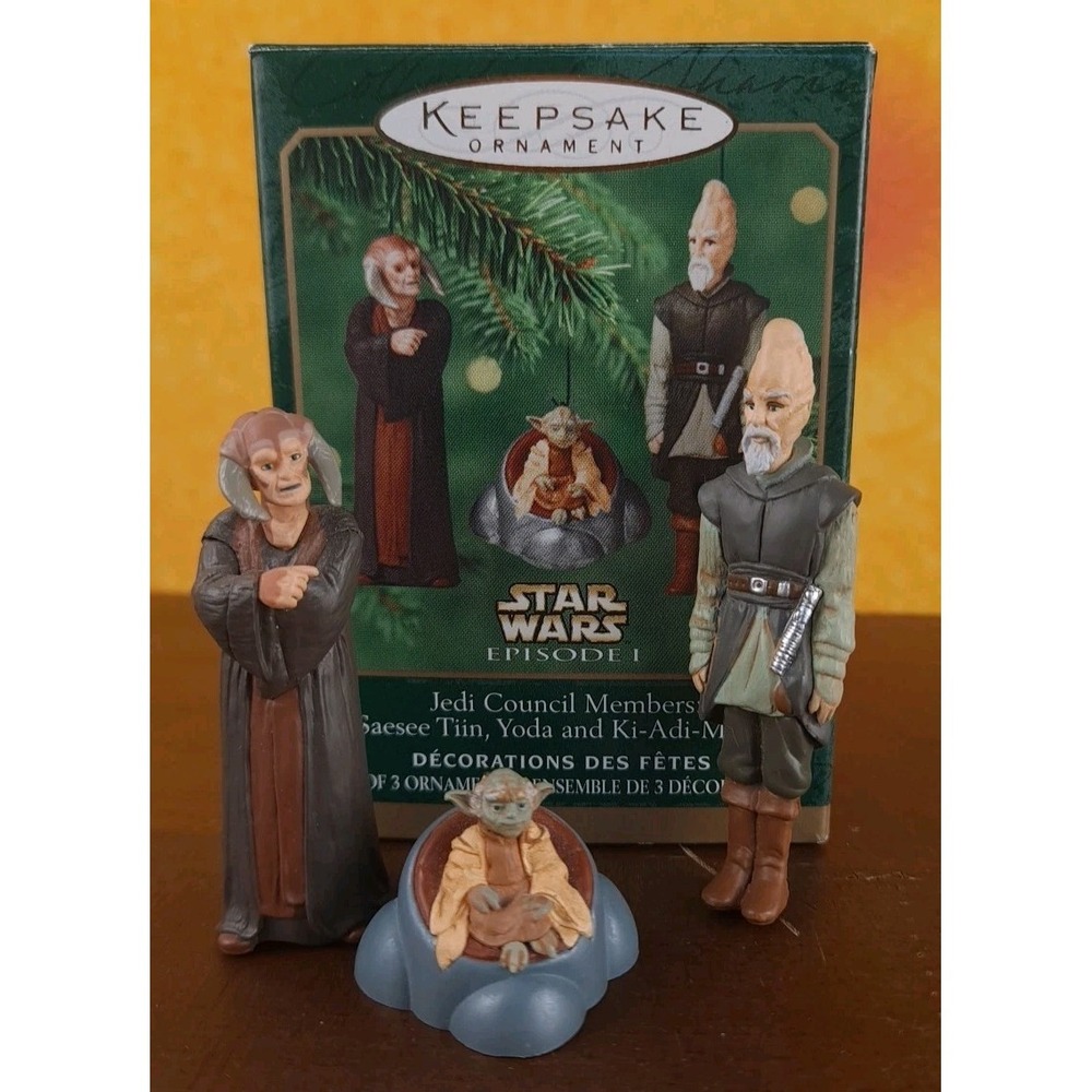 Star Wars Episode 1 Jedi Council Members Hallmark Keepsake Mini Ornaments 2000 - Picture 1 of 12